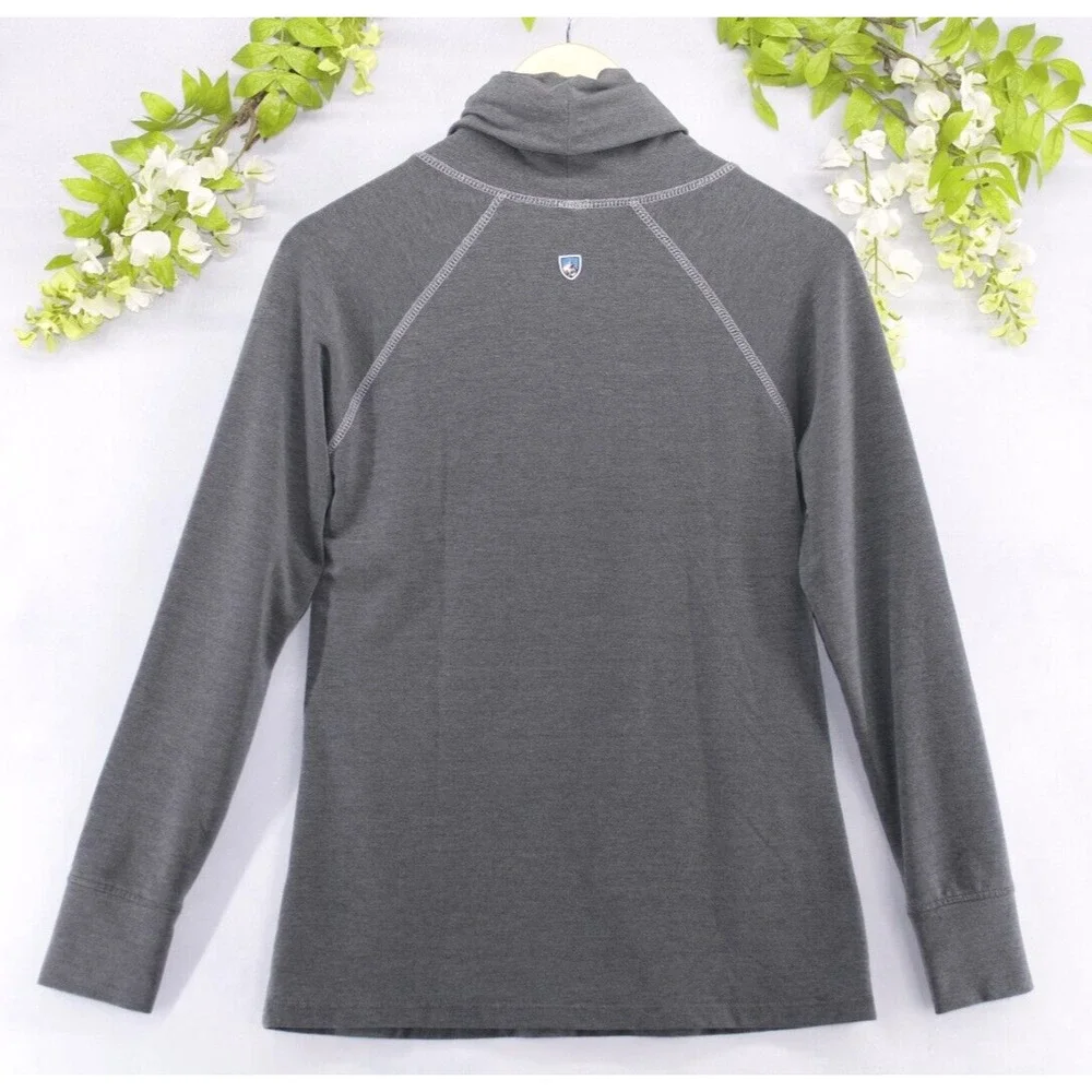 Kuhl Small Women's Alea Cowl Neck Pullover Thumbholes Gray Outdoor Hiking